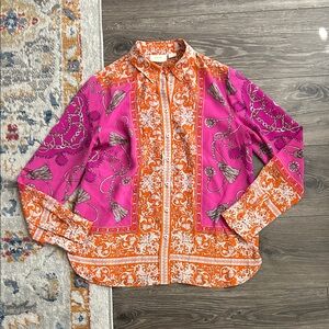 Anthropologie MAEVE POTALA RUNA SILK MULTI PRINTED BUTTON DOWN SHIRT BLOUSE